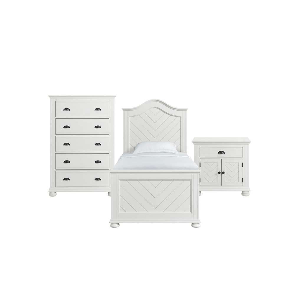 Picket House Furnishings - Conaughey Twin Panel 3PC Bedroom Set in White - B-9340-7-TB-3PC veiw 1