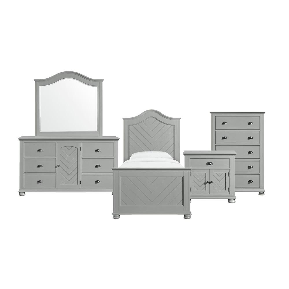 Picket House Furnishings -  Conaughey Twin Panel 5PC Bedroom Set in Grey - B-9340-3-TB-5PC veiw 1