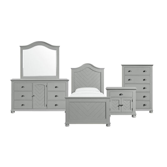 Picket House Furnishings -  Conaughey Twin Panel 5PC Bedroom Set in Grey - B-9340-3-TB-5PC veiw 1