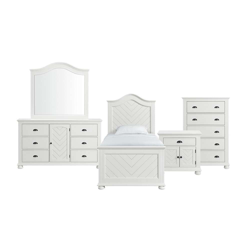 Picket House Furnishings - Conaughey Twin Panel 5PC Bedroom Set in White - B-9340-7-TB-5PC veiw 1