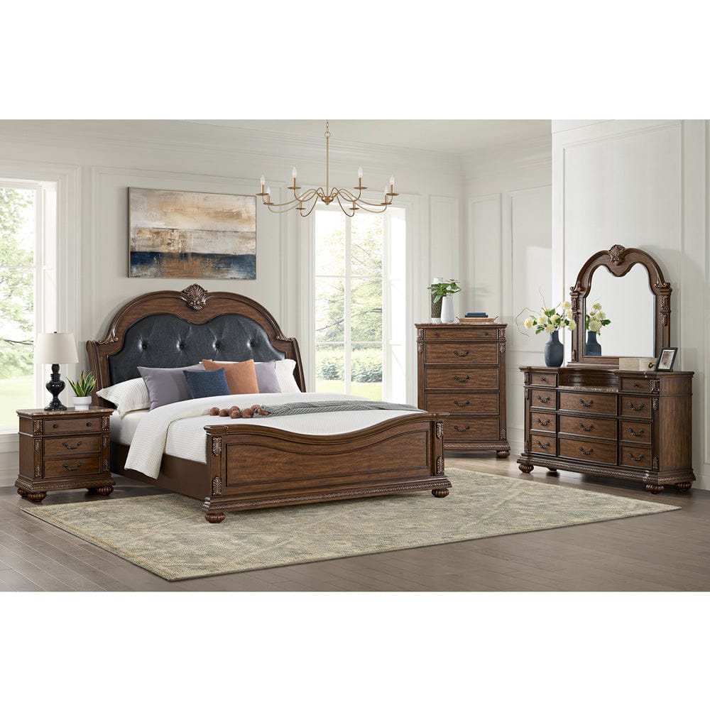 Picket House Furnishings -  Concerto King UPH 5PC Bedroom Set with Black PU in Brown - B-18710-5-KB-5PC view 8