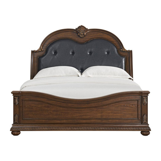 Picket House Furnishings -  Concerto King UPH Bed with Black PU in Brown - B-18710-5-KB view 2