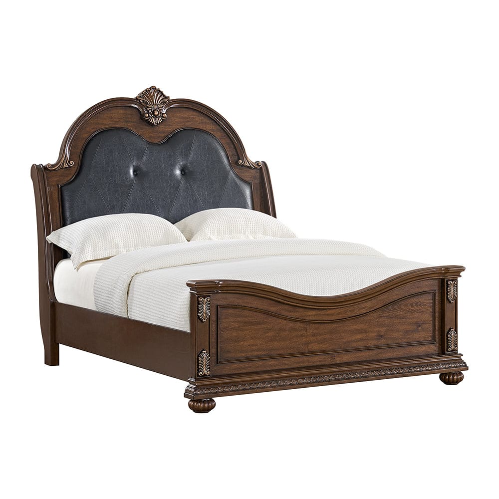 Picket House Furnishings -  Concerto Queen UPH 3PC Bedroom Set with Black PU in Brown - B-18710-5-QB-3PC view 2