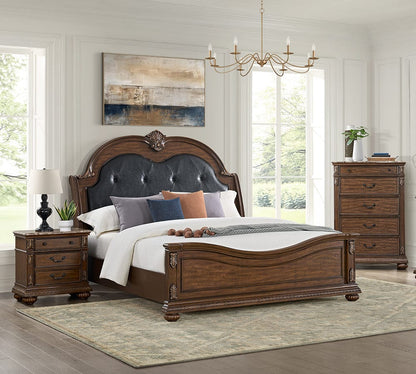 Picket House Furnishings -  Concerto Queen UPH 3PC Bedroom Set with Black PU in Brown - B-18710-5-QB-3PC view 8