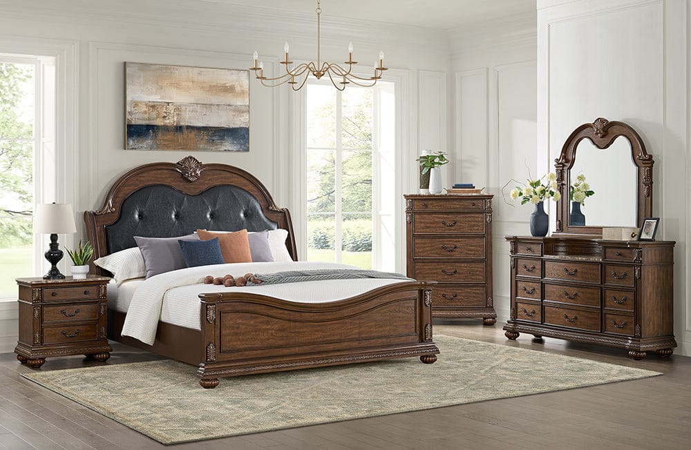 Picket House Furnishings -  Concerto Queen UPH 5PC Bedroom Set with Black PU in Brown - B-18710-5-QB-5PC view 9