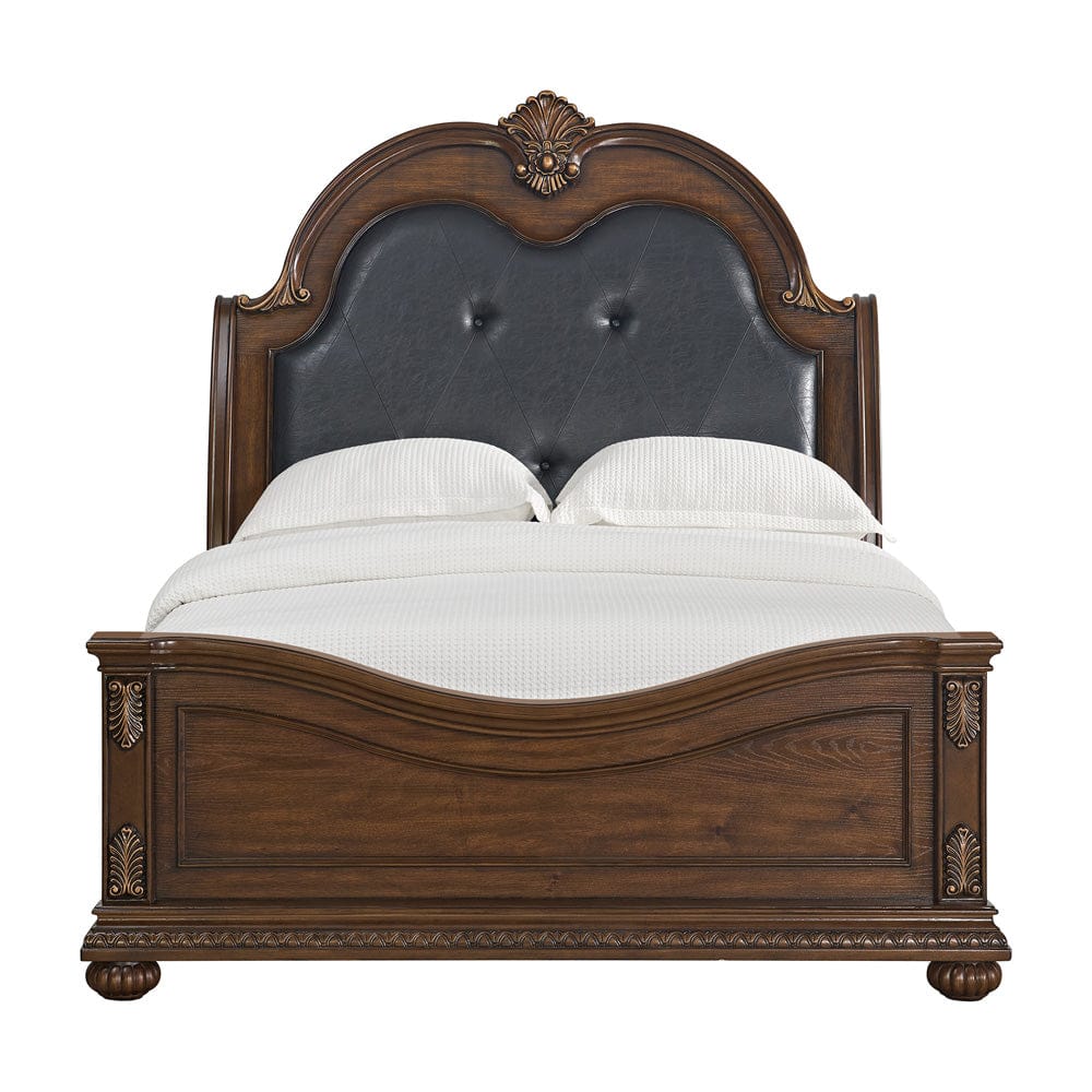 Picket House Furnishings -  Concerto Queen UPH Bed with Black PU in Brown - B-18710-5-QB view 2