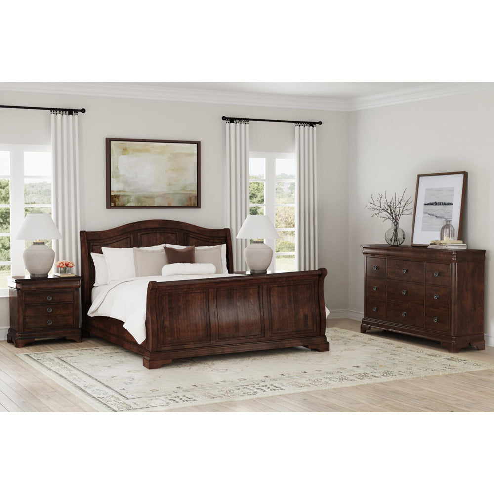Picket House Furnishings - Conley Cherry King Sleigh 4PC Bedroom Set - CM750KSBNSDR view 3