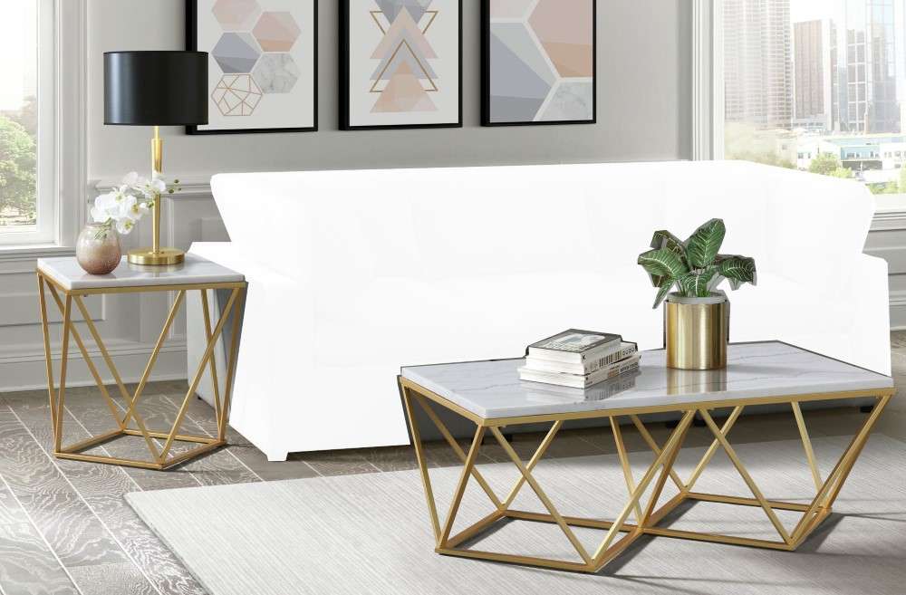 Picket House Furnishings - Conner 2PC Occasional Table Set in Gold-Coffee Table & End Table - CRK1202PC veiw 1
