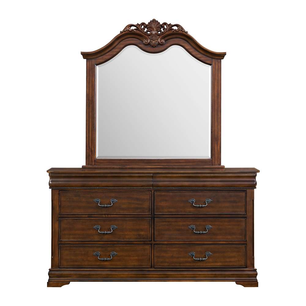 Picket House Furnishings - Coppola Dresser & Mirror Set in Cherry - B-6580-5-DRMR veiw 3