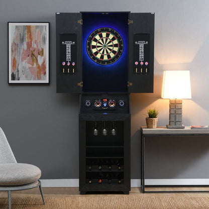 Picket House Furnishings - Cyclone Dartboard Cabinet with Speaker and LED in Black (3A Packing) - G-17920-8-DBCE view 2