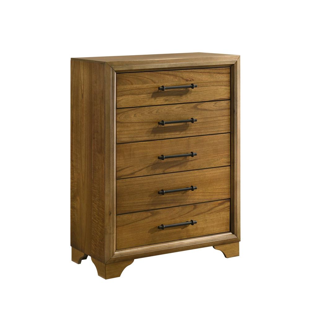 Picket House Furnishings - Cynthia King UPH Storage 3PC Bedroom Set with LED and Beige Fabric in Walnut - B-7030-5-KUSB-3PC veiw 2