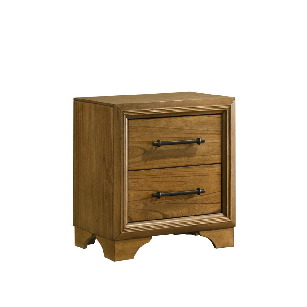 Picket House Furnishings - Cynthia Queen UPH Storage 3PC Bedroom Set with LED and Beige Fabric in Walnut - B-7030-5-QUSB-3PC veiw 3