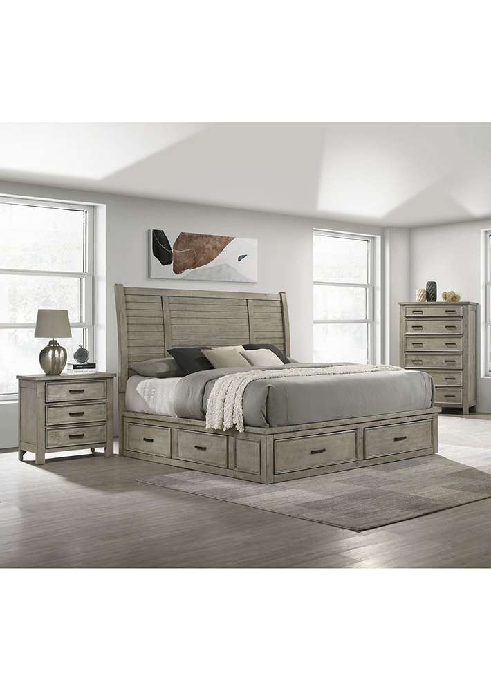 Picket House Furnishings - Damen King Storage 3PC Bedroom Set in Drift Grey - SV300KB3PC veiw 1