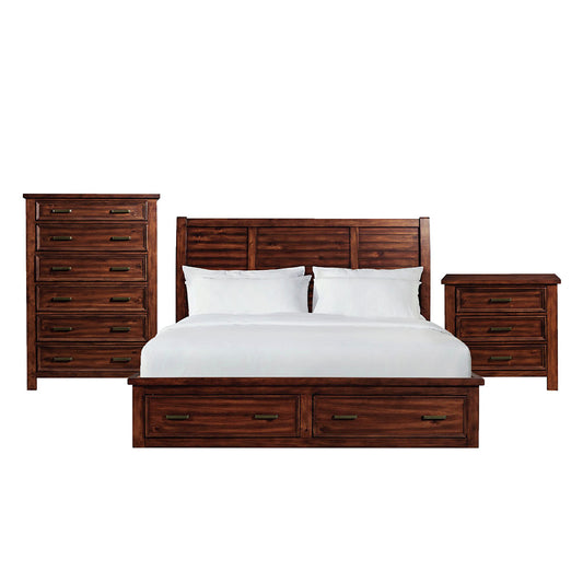 Picket House Furnishings - Damen King Storage 3PC Bedroom Set in Rich Cherry - SV600KB3PC view 1