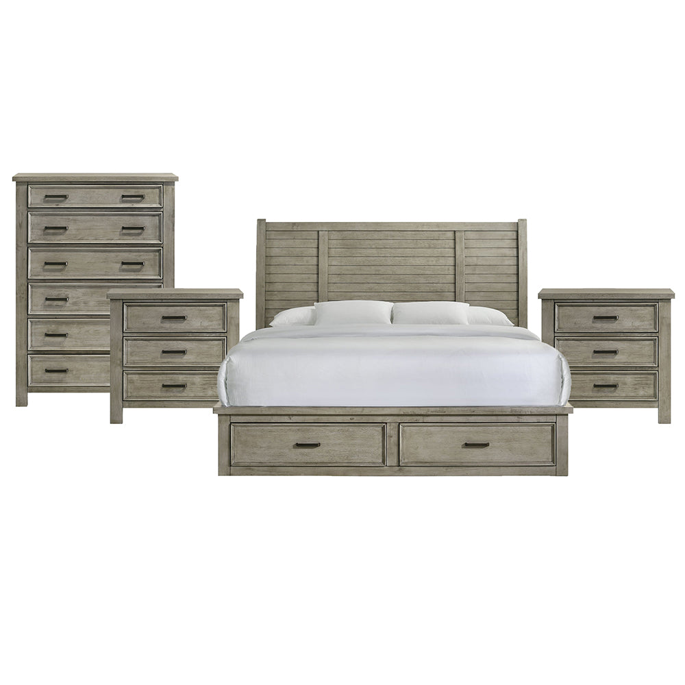 Picket House Furnishings - Damen King Storage 4PC Bedroom Set in Drift Grey - SV300KBNSCH view 1