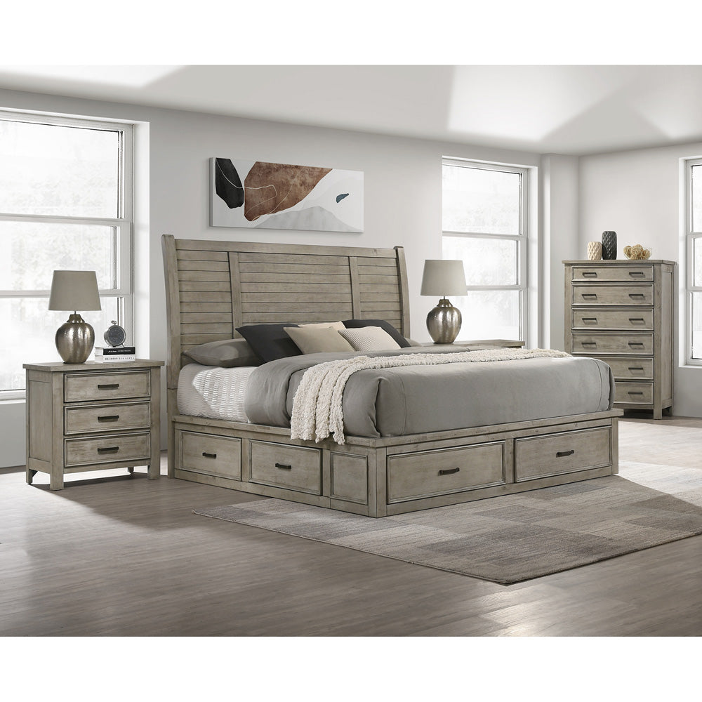 Picket House Furnishings - Damen King Storage 4PC Bedroom Set in Drift Grey - SV300KBNSCH view 3