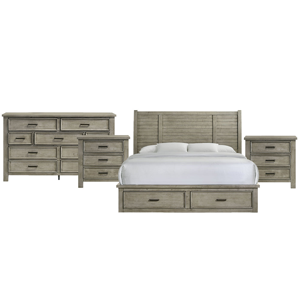 Picket House Furnishings - Damen King Storage 4PC Bedroom Set in Drift Grey - SV300KBNSDR view 1