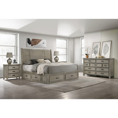 Picket House Furnishings - Damen King Storage 4PC Bedroom Set in Drift Grey - SV300KBNSDR view 3