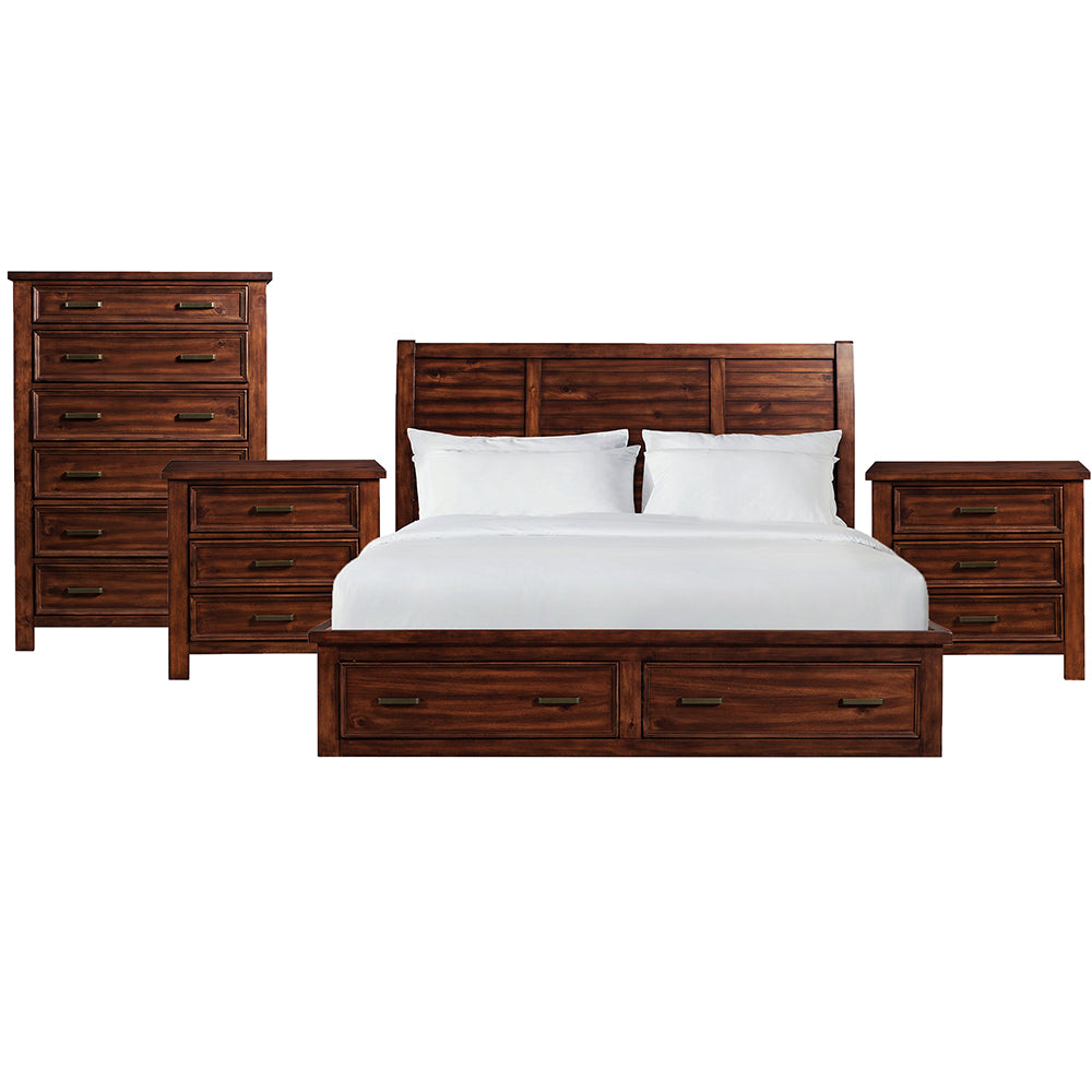Picket House Furnishings - Damen King Storage 4PC Bedroom Set in Rich Cherry - SV600KBNSCH view 1