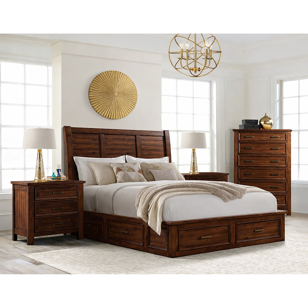 Picket House Furnishings - Damen King Storage 4PC Bedroom Set in Rich Cherry - SV600KBNSCH view 3