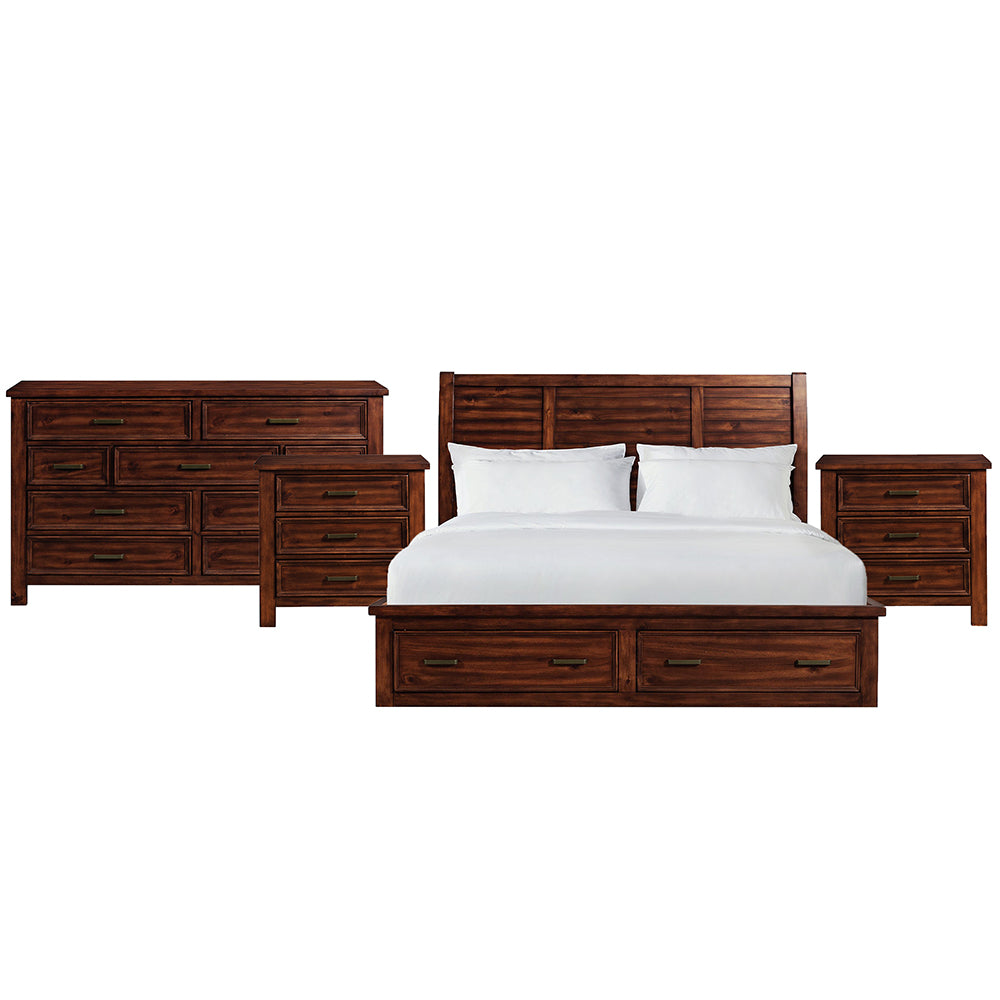 Picket House Furnishings - Damen King Storage 4PC Bedroom Set in Rich Cherry - SV600KBNSDR view 1