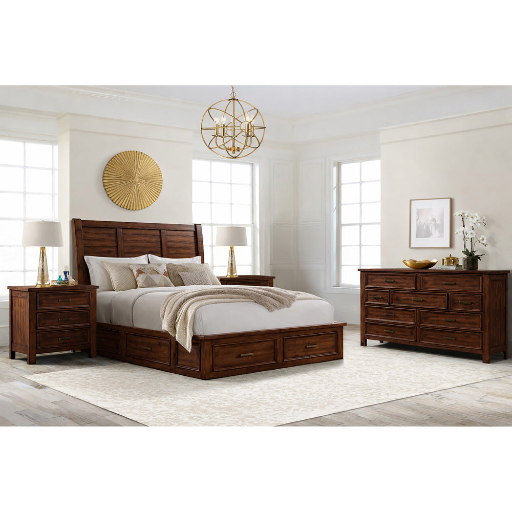Picket House Furnishings - Damen King Storage 4PC Bedroom Set in Rich Cherry - SV600KBNSDR view 3