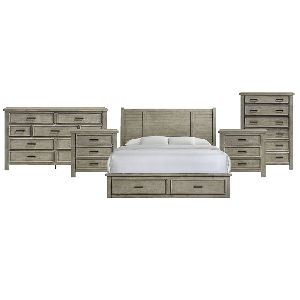 Picket House Furnishings - Damen King Storage 5PC Bedroom Set in Drift Grey - SV300KBNSDRC view 1