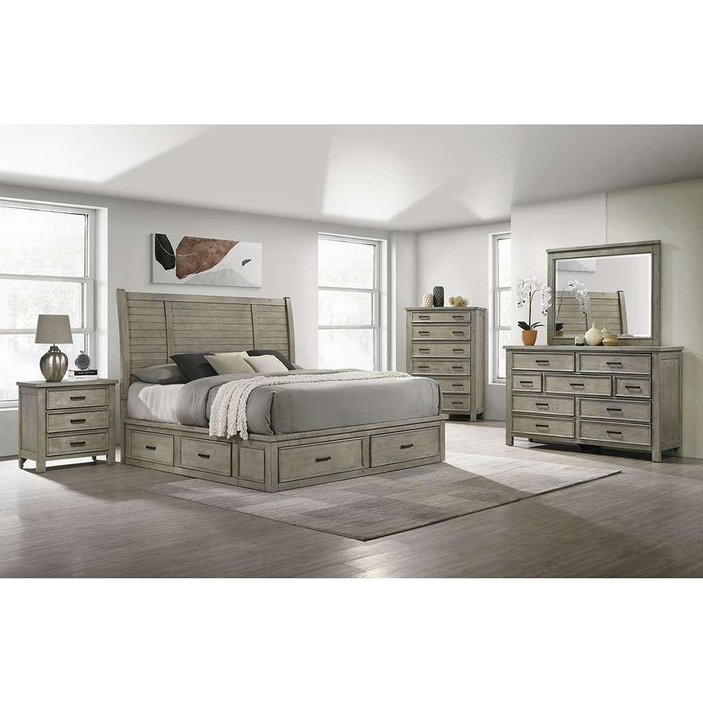 Picket House Furnishings - Damen King Storage 5PC Bedroom Set in Drift Grey - SV300KB5PC veiw 2