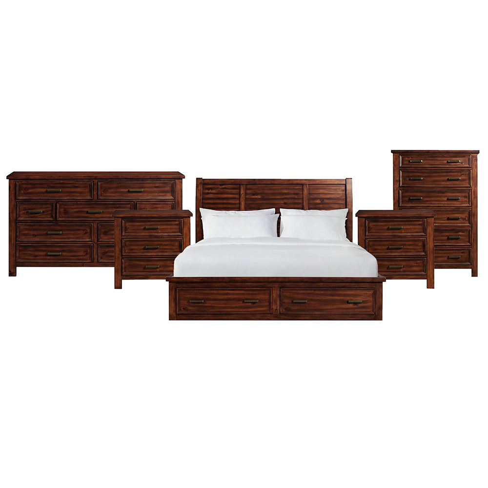 Picket House Furnishings - Damen King Storage 5PC Bedroom Set in Rich Cherry - SV600KBNSDRC view 1