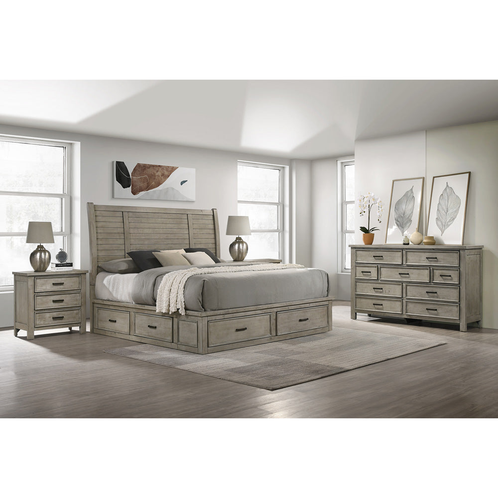 Picket House Furnishings - Damen Queen Storage 4PC Bedroom Set in Drift Grey - SV300QBNSDR view 3
