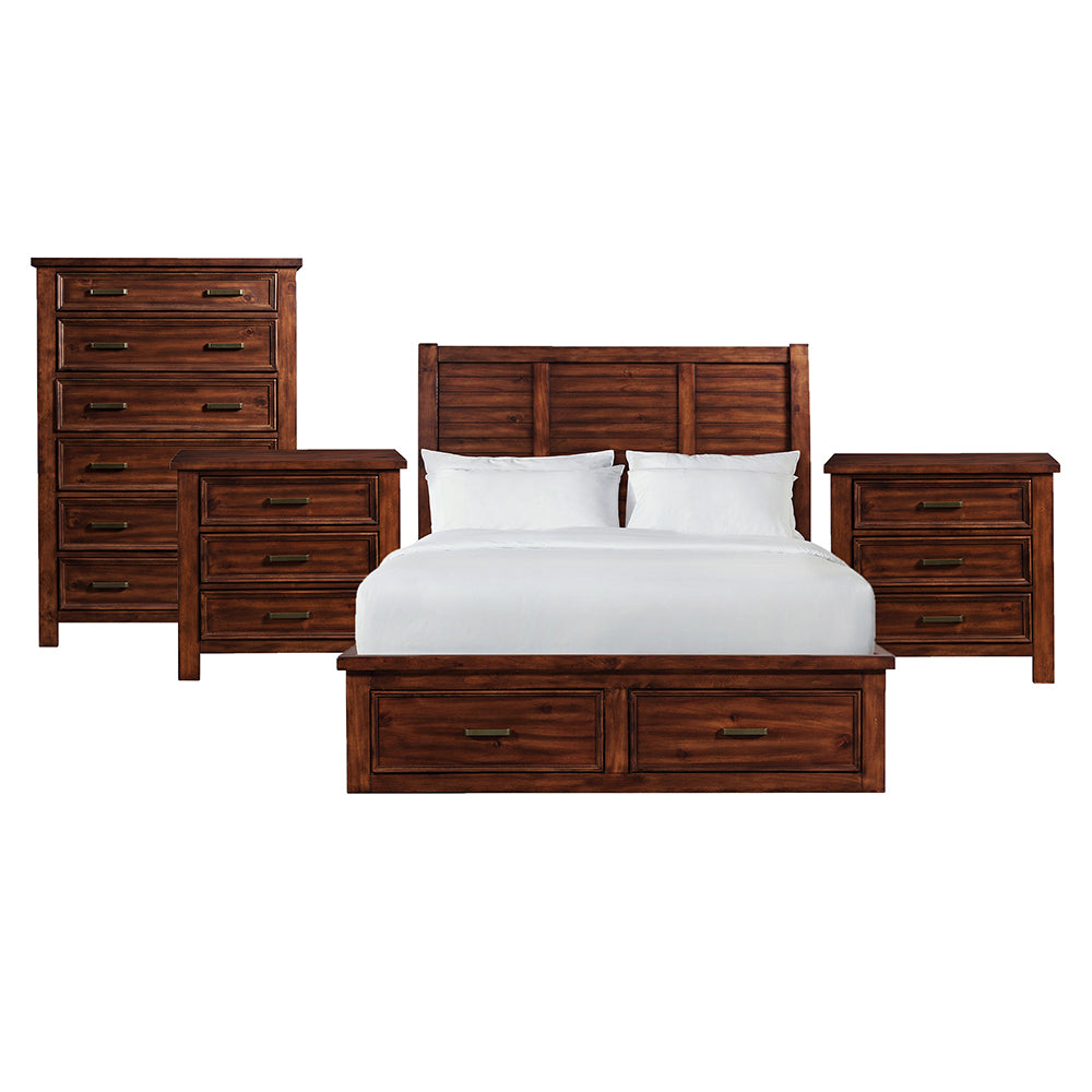 Picket House Furnishings - Damen Queen Storage 4PC Bedroom Set in Rich Cherry - SV600QBNSCH view 1