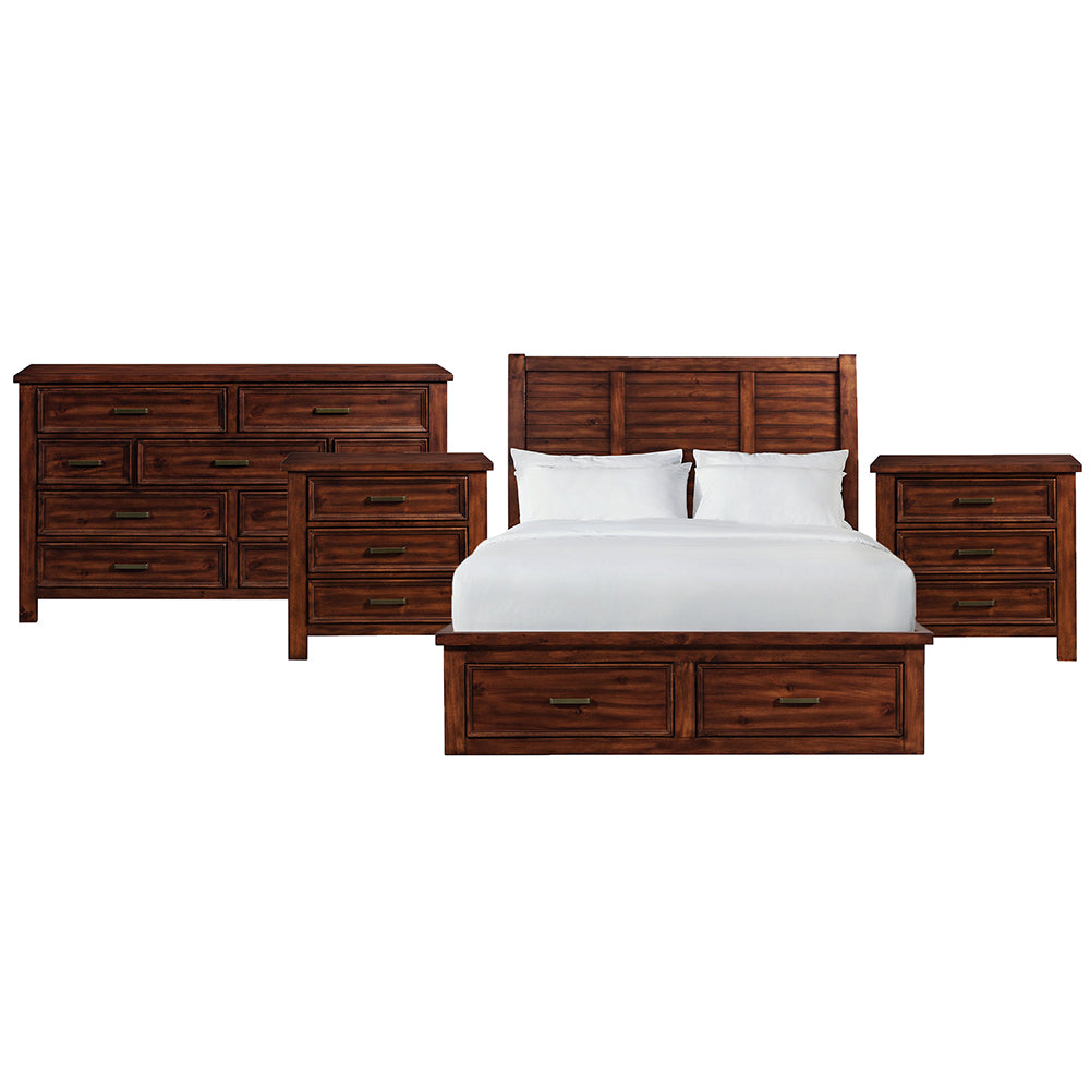 Picket House Furnishings - Damen Queen Storage 4PC Bedroom Set in Rich Cherry - SV600QBNSDR view 1