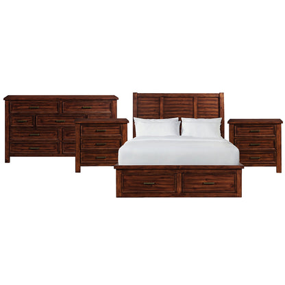 Picket House Furnishings - Damen Queen Storage 4PC Bedroom Set in Rich Cherry - SV600QBNSDR view 1