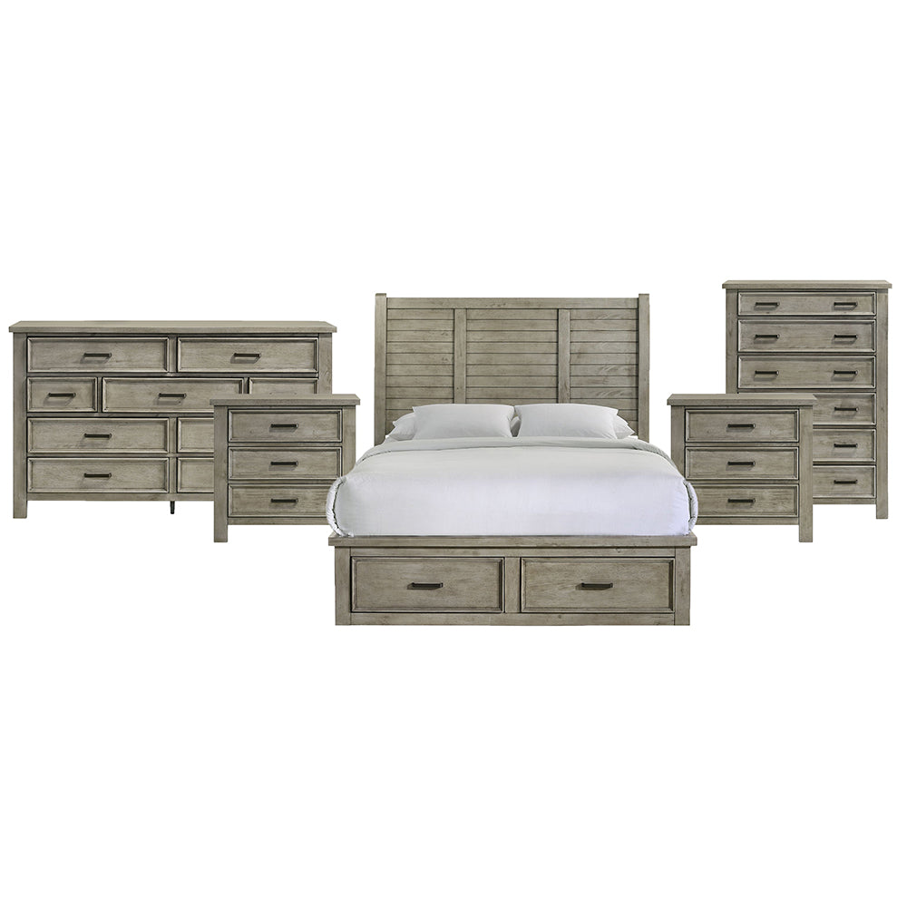 Picket House Furnishings - Damen Queen Storage 5PC Bedroom Set in Drift Grey - SV300QBNSDRC view 1