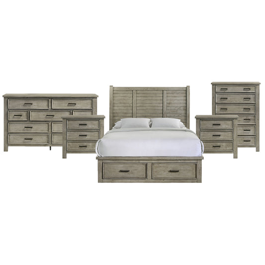 Picket House Furnishings - Damen Queen Storage 5PC Bedroom Set in Drift Grey - SV300QBNSDRC view 1