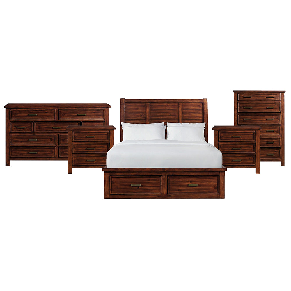 Picket House Furnishings - Damen Queen Storage 5PC Bedroom Set in Rich Cherry - SV600QBNSDRC view 1
