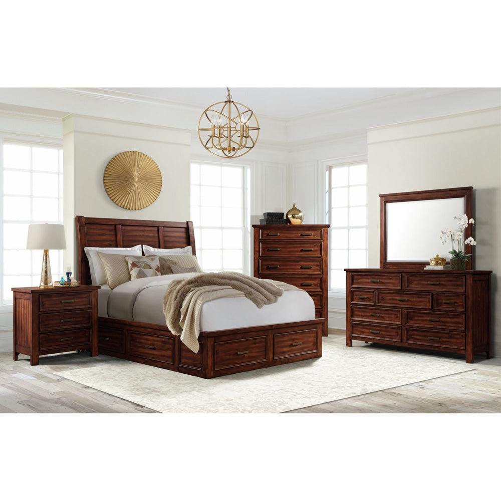 Picket House Furnishings - Damen Queen Storage Bed in Rich Cherry - SV600QB view 3