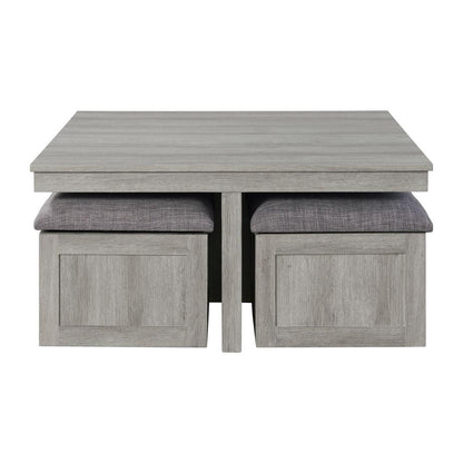 Picket House Furnishings - Dawson Coffee Table with Four Storage Stools in Grey - CTUT100OT veiw 2