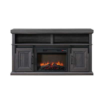 Picket House Furnishings - Delta Console with 23" Fireplace Insert in Grey - LA-16850-3-FP view 2