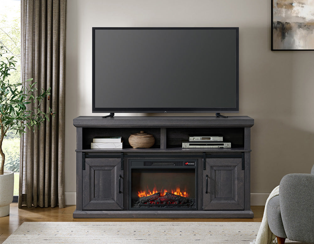 Picket House Furnishings - Delta Console with 23" Fireplace Insert in Grey - LA-16850-3-FP view 9