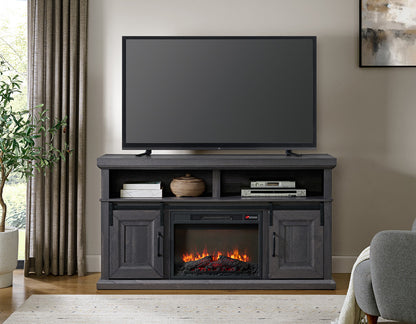 Picket House Furnishings - Delta Console with 23" Fireplace Insert in Grey - LA-16850-3-FP view 9