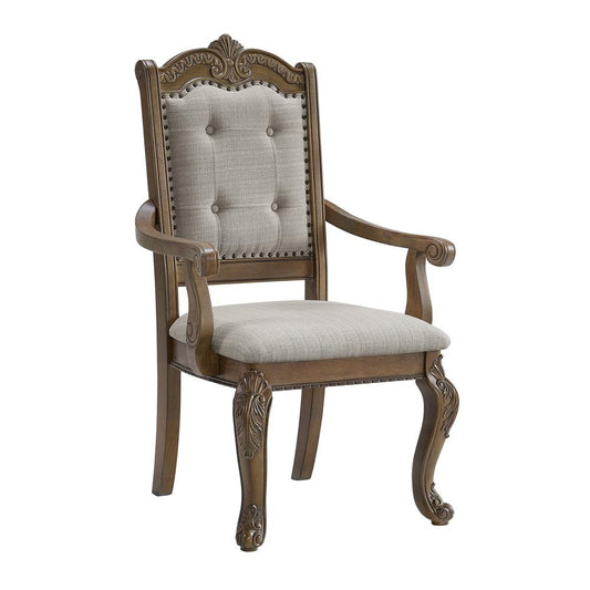 Picket House Furnishings -  Denali Dining Arm Chair with Beige Fabric in Walnut (2 Per Carton) - D-10460-5-AC veiw 1