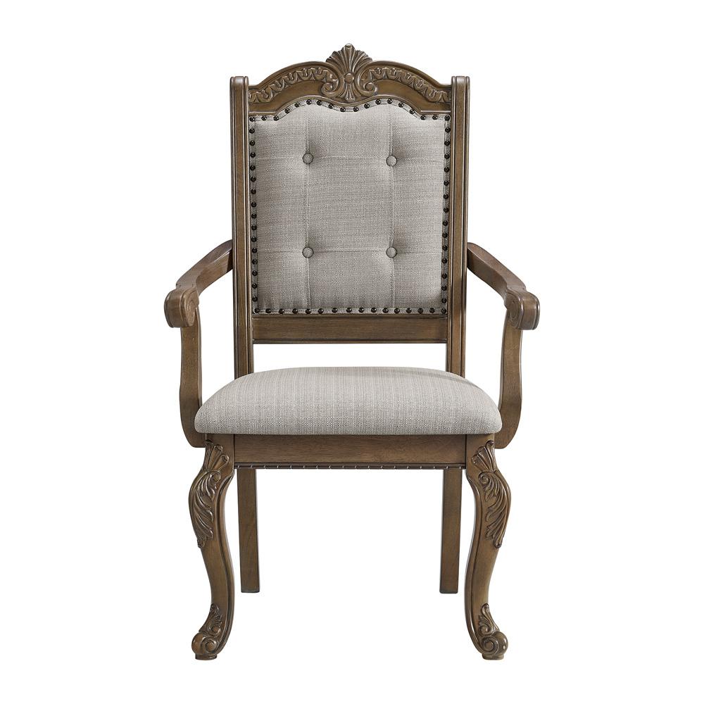 Picket House Furnishings -  Denali Dining Arm Chair with Beige Fabric in Walnut (2 Per Carton) - D-10460-5-AC veiw 2