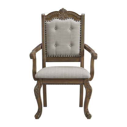 Picket House Furnishings -  Denali Dining Arm Chair with Beige Fabric in Walnut (2 Per Carton) - D-10460-5-AC veiw 2