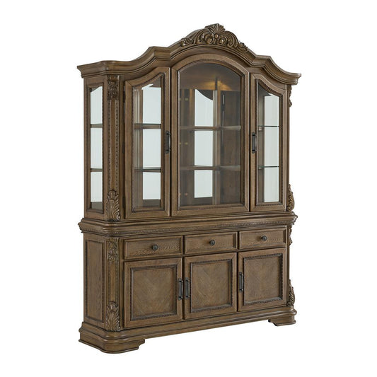 Picket House Furnishings - Denali Server and Hutch with LED in Walnut - DA-10460-5-SVHT veiw 1