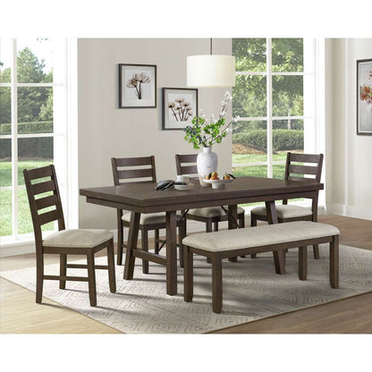 Picket House Furnishings - Dex 6PC Dining Set (72in Table - 4 Chairs - Bench) in Cherry - DJX1006DS2 veiw 2