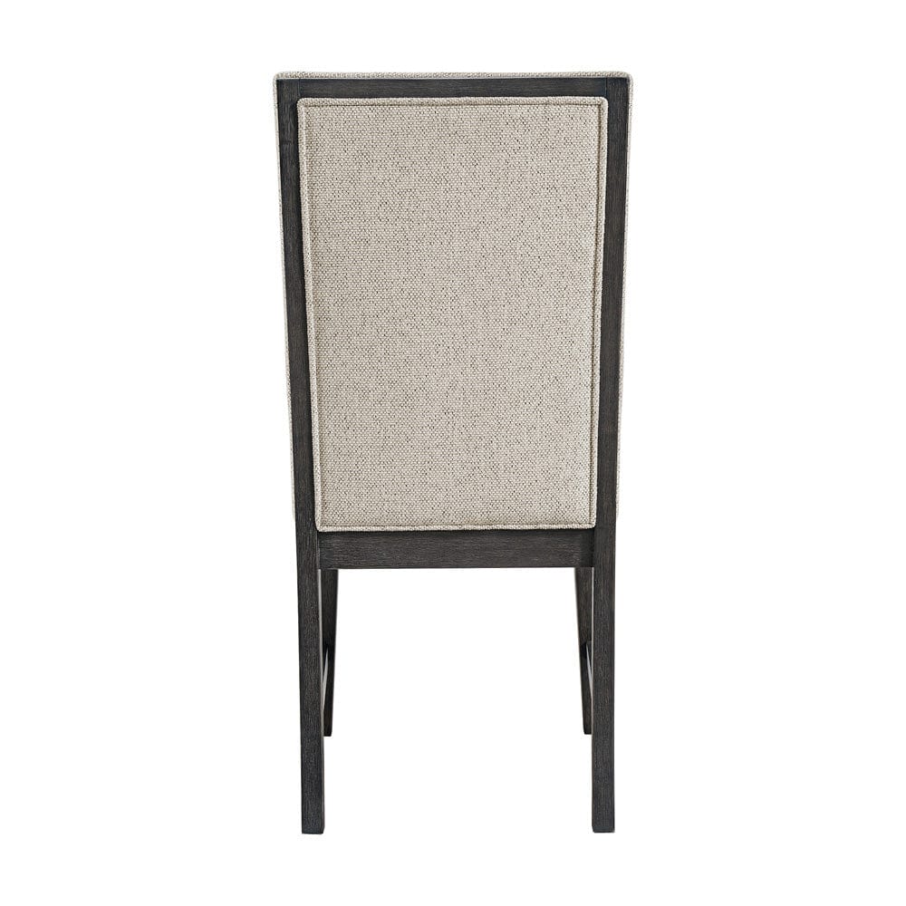 Picket House Furnishings -  Edge 5PC Standard Height Dining Set in Espresso-Round Table and Four Light Grey Fabric Chairs - D-16680-5-RDT-5PC view 4