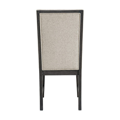 Picket House Furnishings -  Edge 5PC Standard Height Dining Set in Espresso-Round Table and Four Light Grey Fabric Chairs - D-16680-5-RDT-5PC view 4