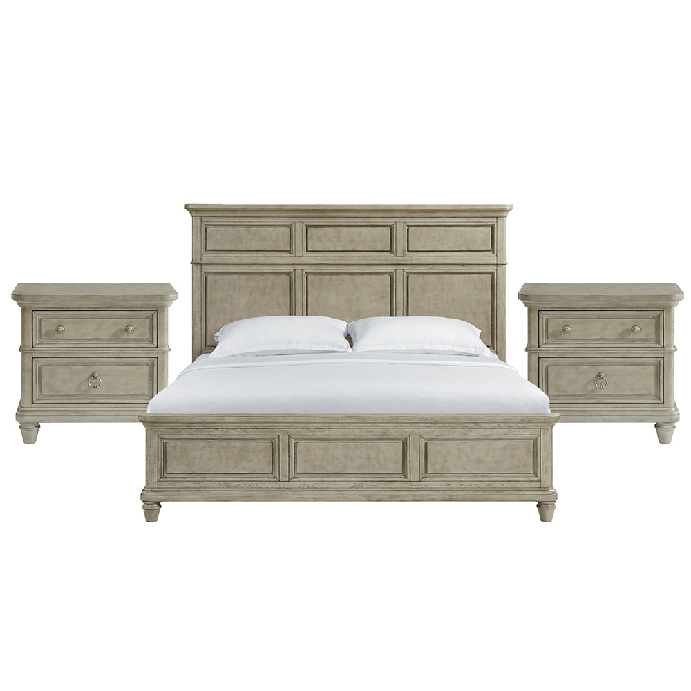 Picket House Furnishings - Emiko King 3PC Bedroom Set in Light Grey - B-11360-3-KBCH2-NS2 view 1