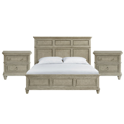 Picket House Furnishings - Emiko King 3PC Bedroom Set in Light Grey - B-11360-3-KBCH2-NS2 view 1
